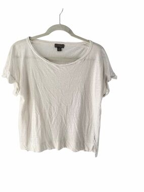 Point Sur J. Crew 100% Line White Relaxed Scoop Neck Short Sleeve Classic Tee